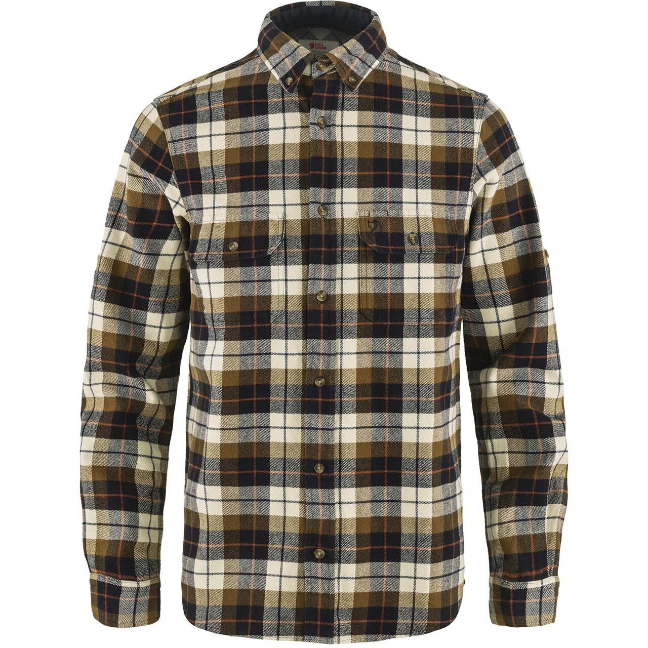 Fjallraven Mens Singi Heavy Flannel Shirt Hvid Chalk White Dark Navy 113 555