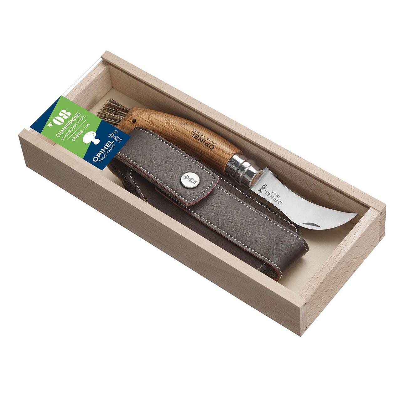 Se Opinel Mushroom Knife+Sheath w/Gift Box Opinel (Brun (OAK WOOD)) hos Friluftsland.dk