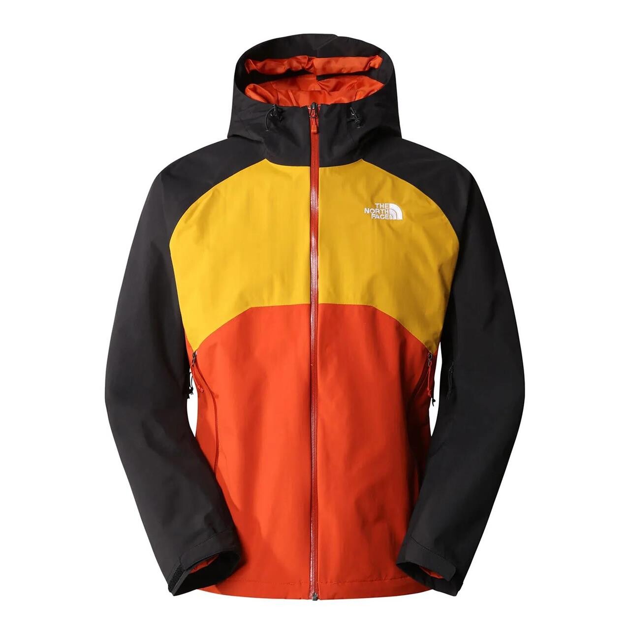The North Face Mens Stratos Jacket Orange Rusted Bronze Arrw Yellow Blk