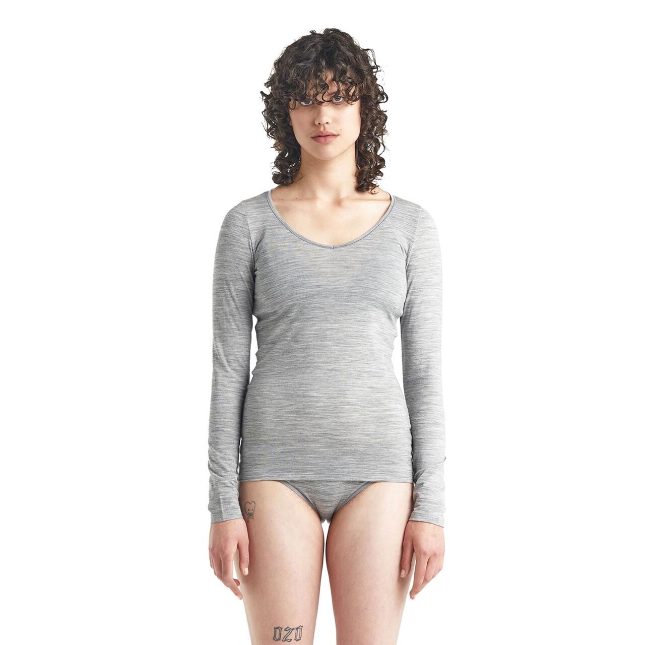  Icebreaker Womens Siren L/S Sweetheart  (GREY (METRO HTHR) Medium)