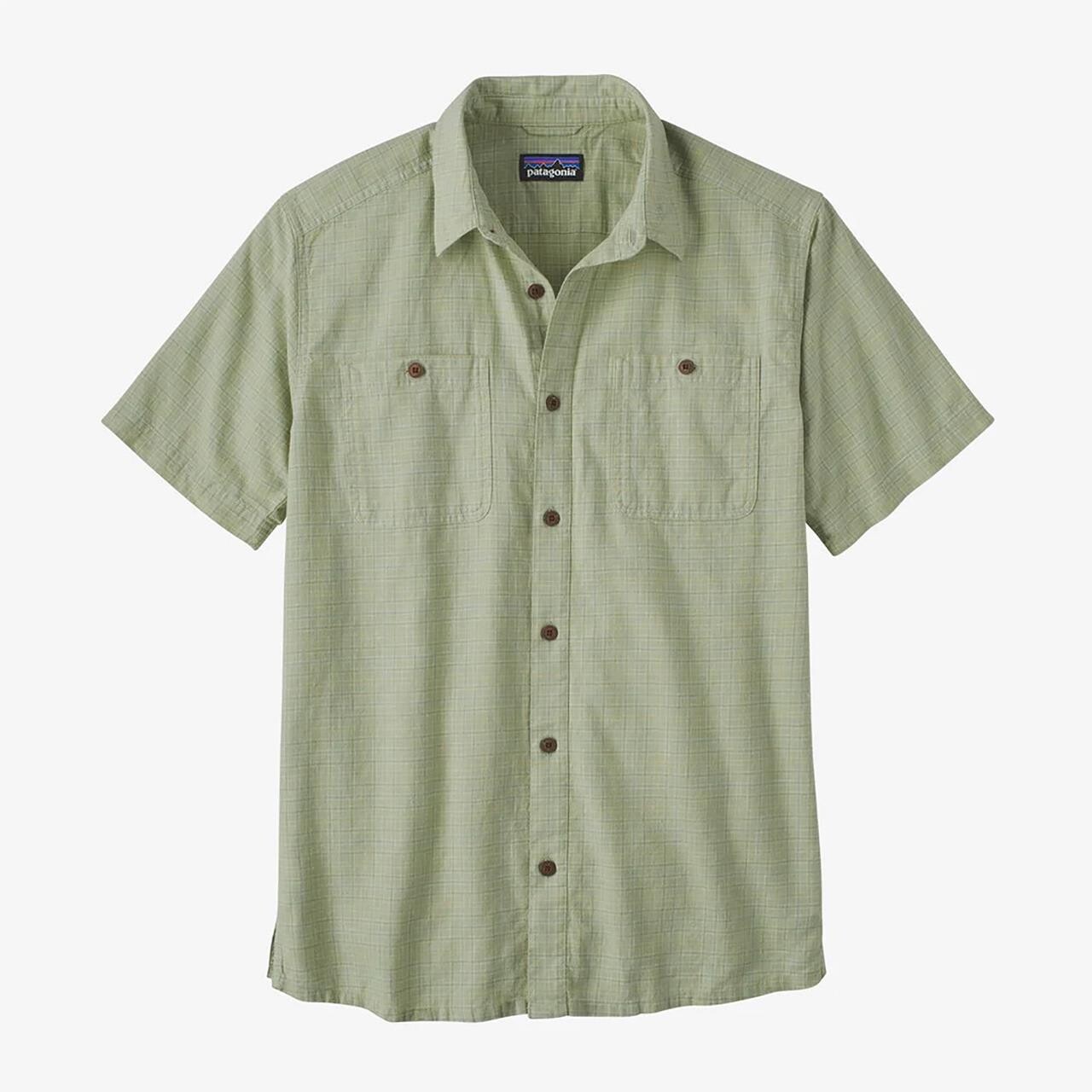 11: Patagonia Mens Back Step Shirt  (GREEN (RAINFALL PLAID: SALVIA GREEN) Medium (M))