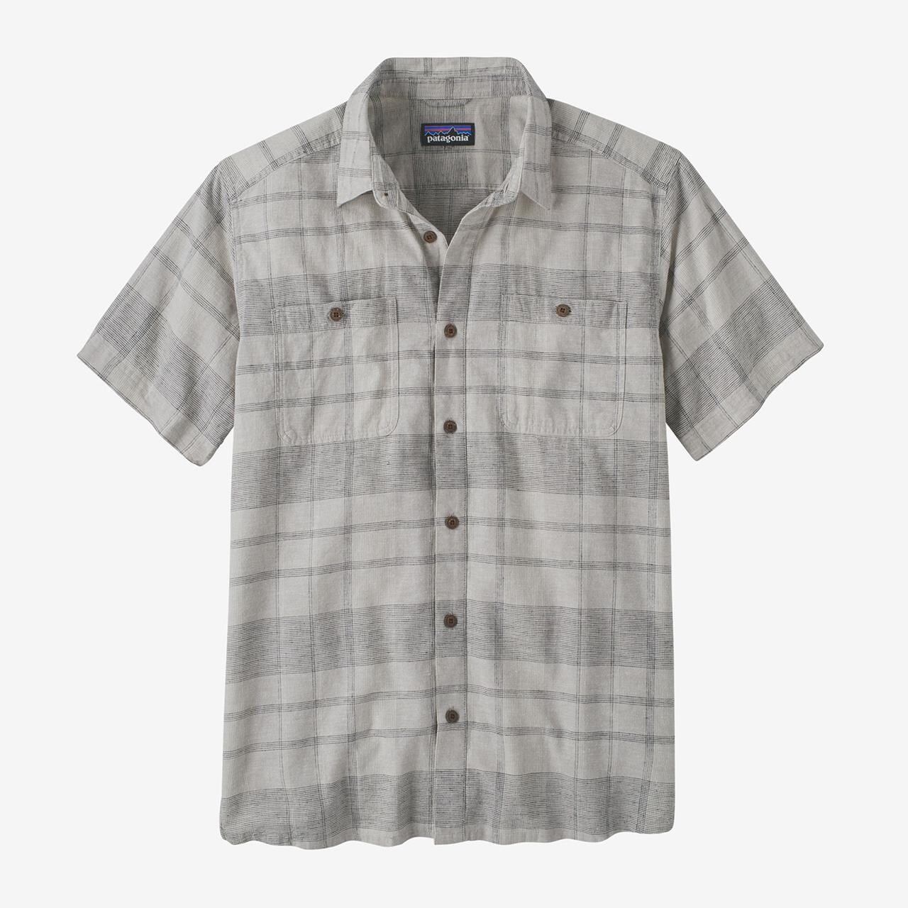 7: Patagonia Mens Back Step Shirt  (Grå (SHORE PLAID: SALT GREY) X-large)