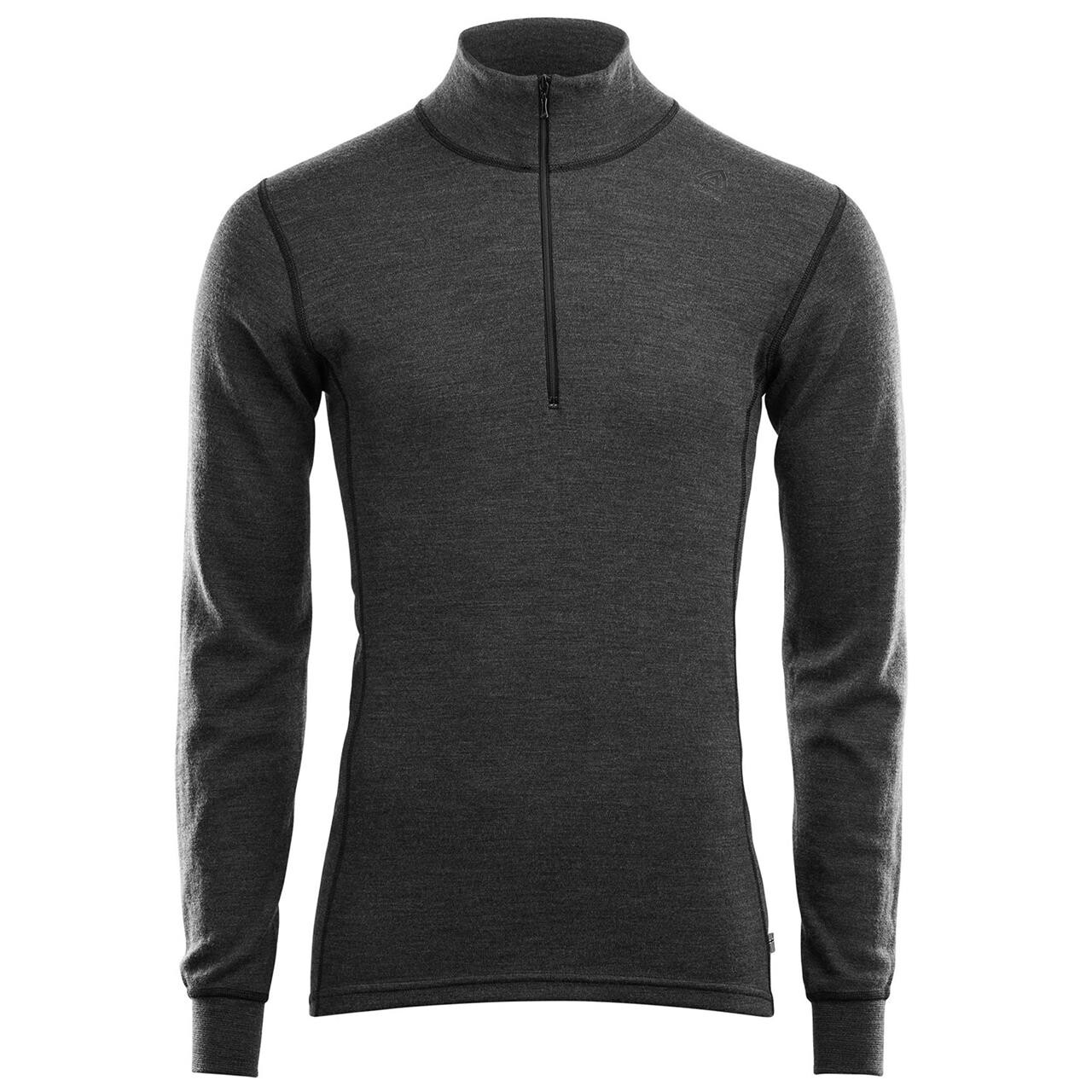 Se Aclima Mens WarmWool Mock Neck Shirt (Grå (MARENGO/JET BLACK) Medium) hos Friluftsland.dk