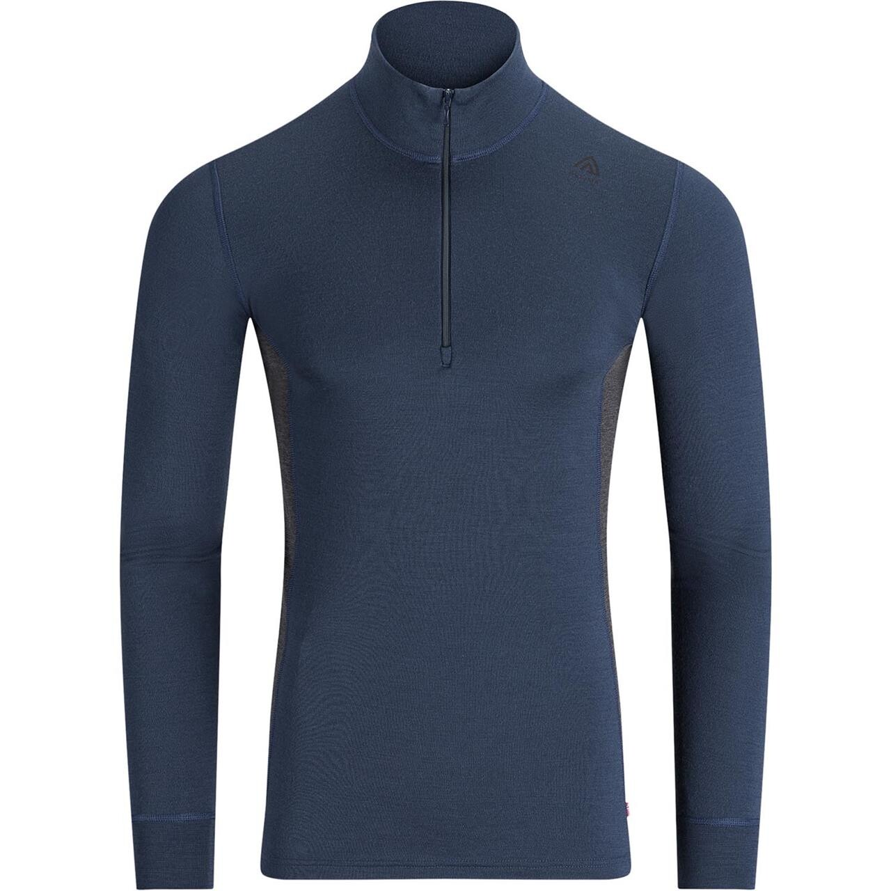 Aclima Mens WarmWool Mock Neck Shirt (Blå (MIDNIGHT NAVY/MARENGO) X-small)