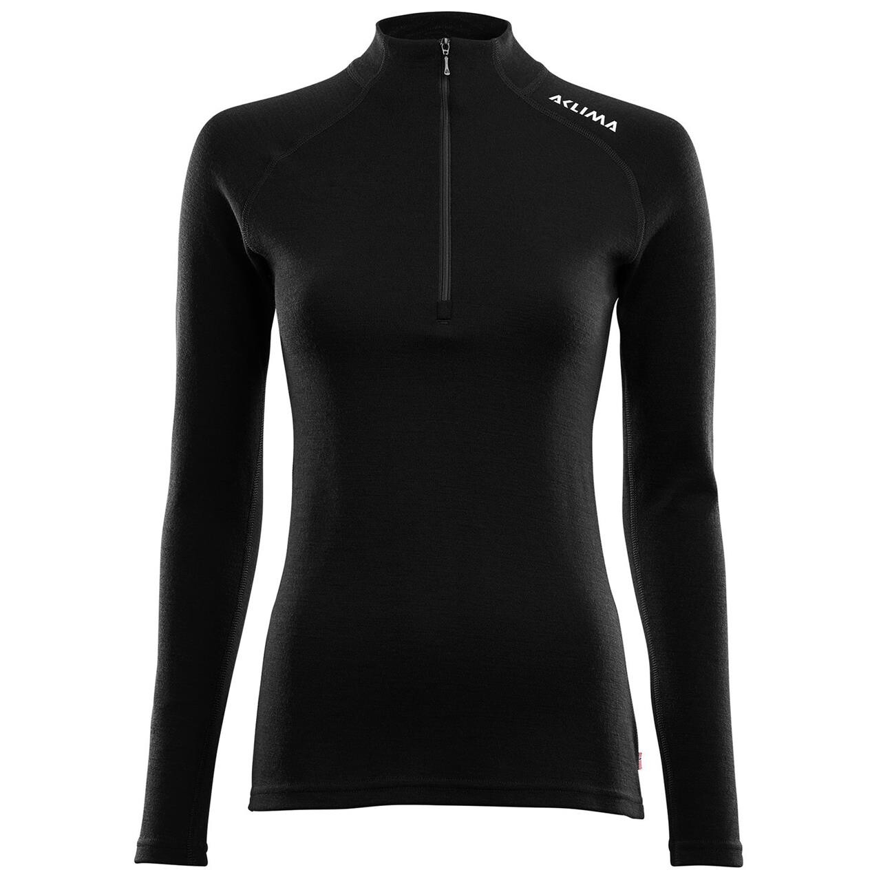 Se Aclima Womens Warmwool Mock Neck Shirt (Sort (JET BLACK) Large) hos Friluftsland.dk