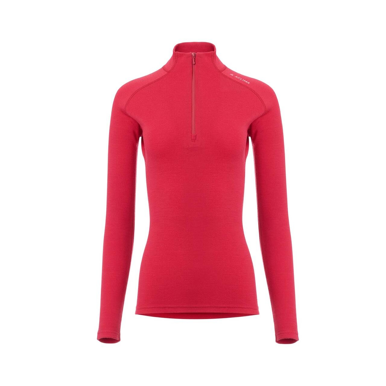 Billede af Aclima Womens Warmwool Mock Neck Shirt (Rød (JESTER RED) Medium)