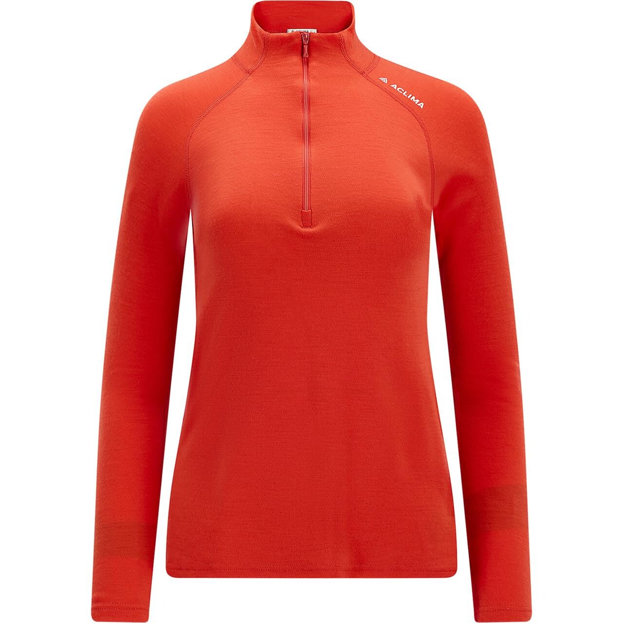 Aclima Womens Warmwool Mock Neck Shirt (Orange (POINCIANA) Small)