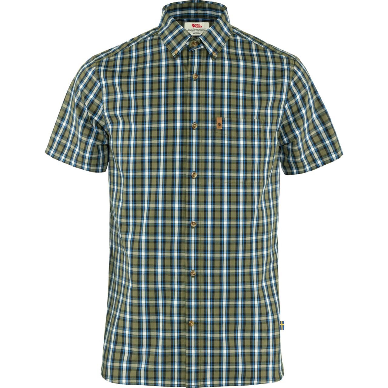  Fj&auml;llr&auml;ven Mens &Ouml;vik Shirt S/S  (GREEN (GREEN-ALPINE BLUE/620-538) Medium)