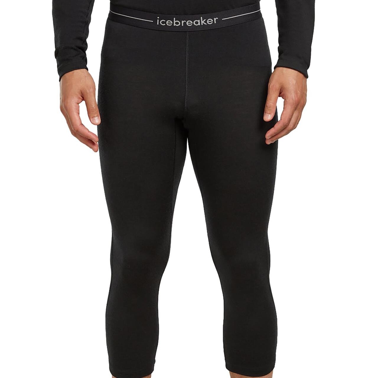 Icebreaker Mens Merino 200 Oasis 3/4 Leggins (Sort (BLACK/MONSOON) Large)