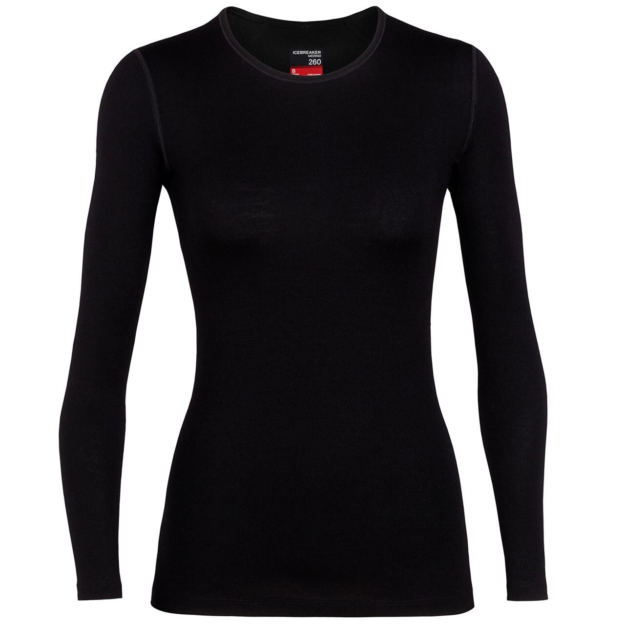  Icebreaker Womens 260 Tech L/S Crewe  (BLACK (BLACK) Large)