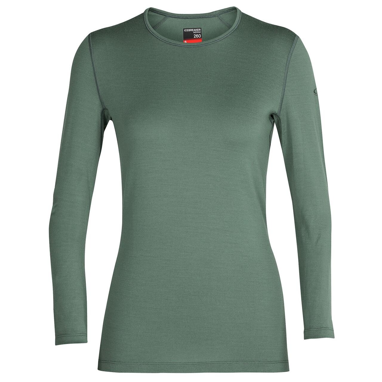  Icebreaker Womens 260 Tech L/S Crewe  (GREEN (SAGE) Large)