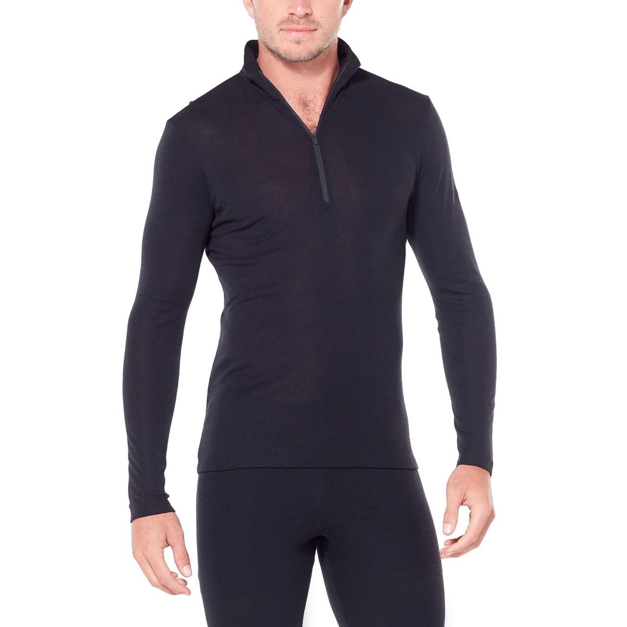  Icebreaker Mens 175 Everyday L/S Half Zip  (BLACK (BLACK) Small)