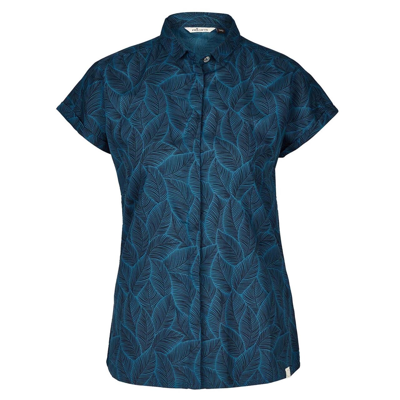 Frilufts Womens Cocora Shirt Svart Dark Sapphire Aop Bicl Leaves 36
