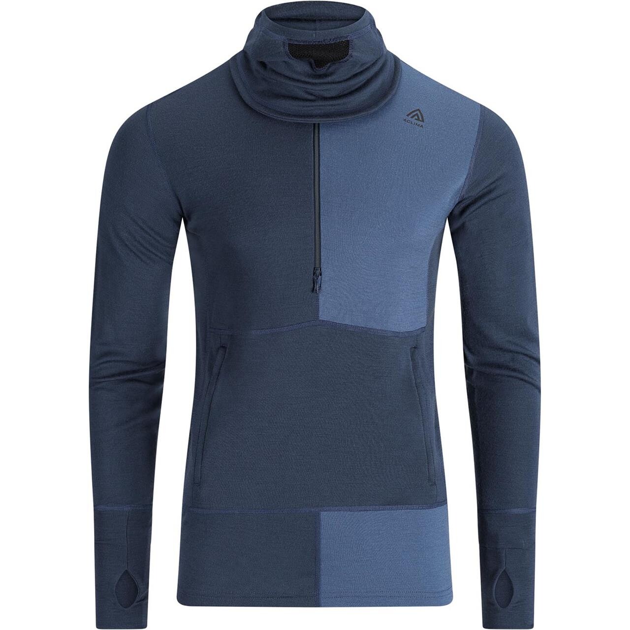 Aclima Mens WarmWool Hood Sweater W/zip (Blå (BLUE FUSION/MIDNIGHT NAVY) XX-large)