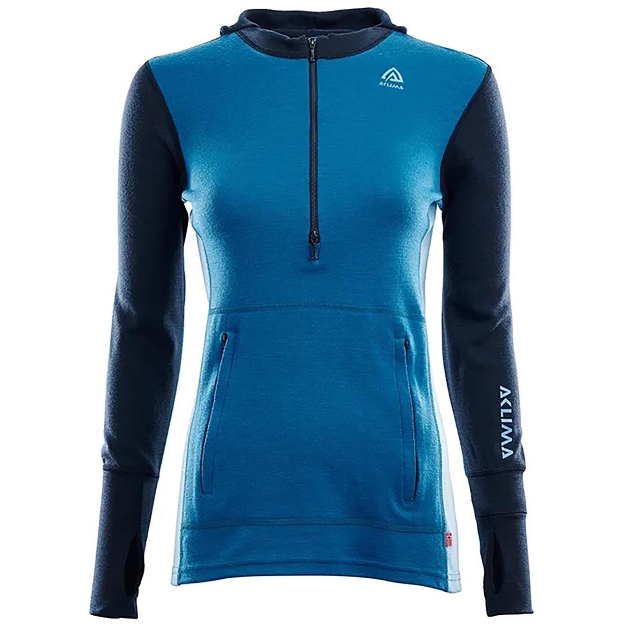 Aclima Womens Warmwool Hood Sweater W/zip Blå Navy Blazer/sapphire/blue X Large