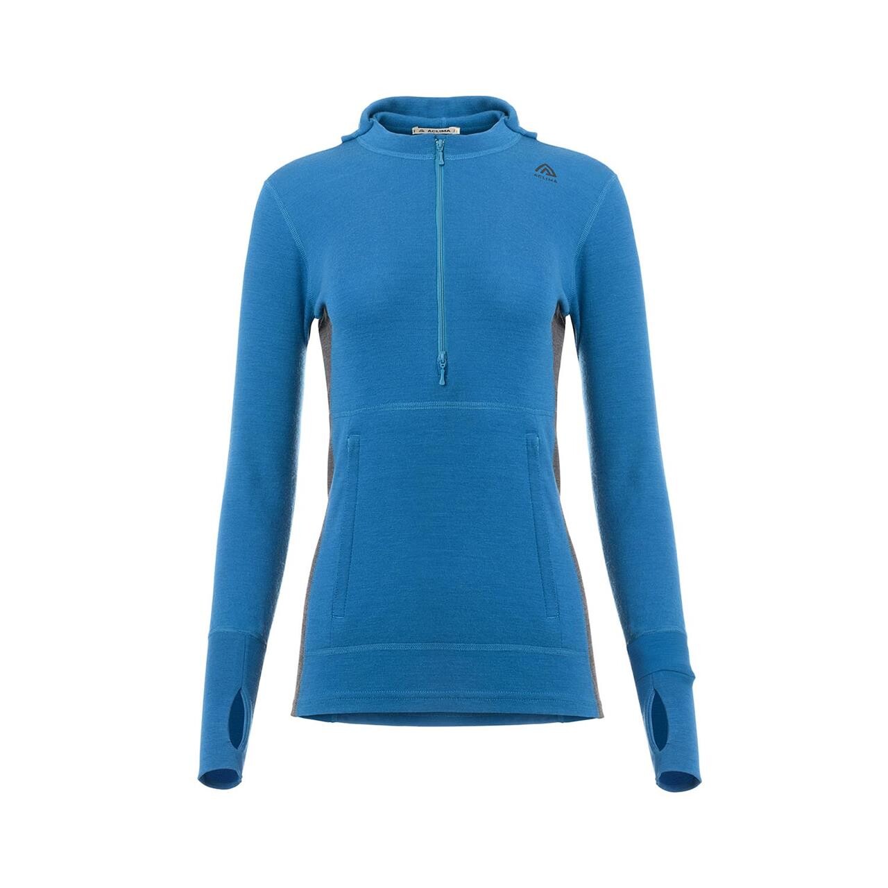 Aclima Womens WarmWool Hood Sweater W/zip (Blå (CORSAIR/MARENGO) X-large)