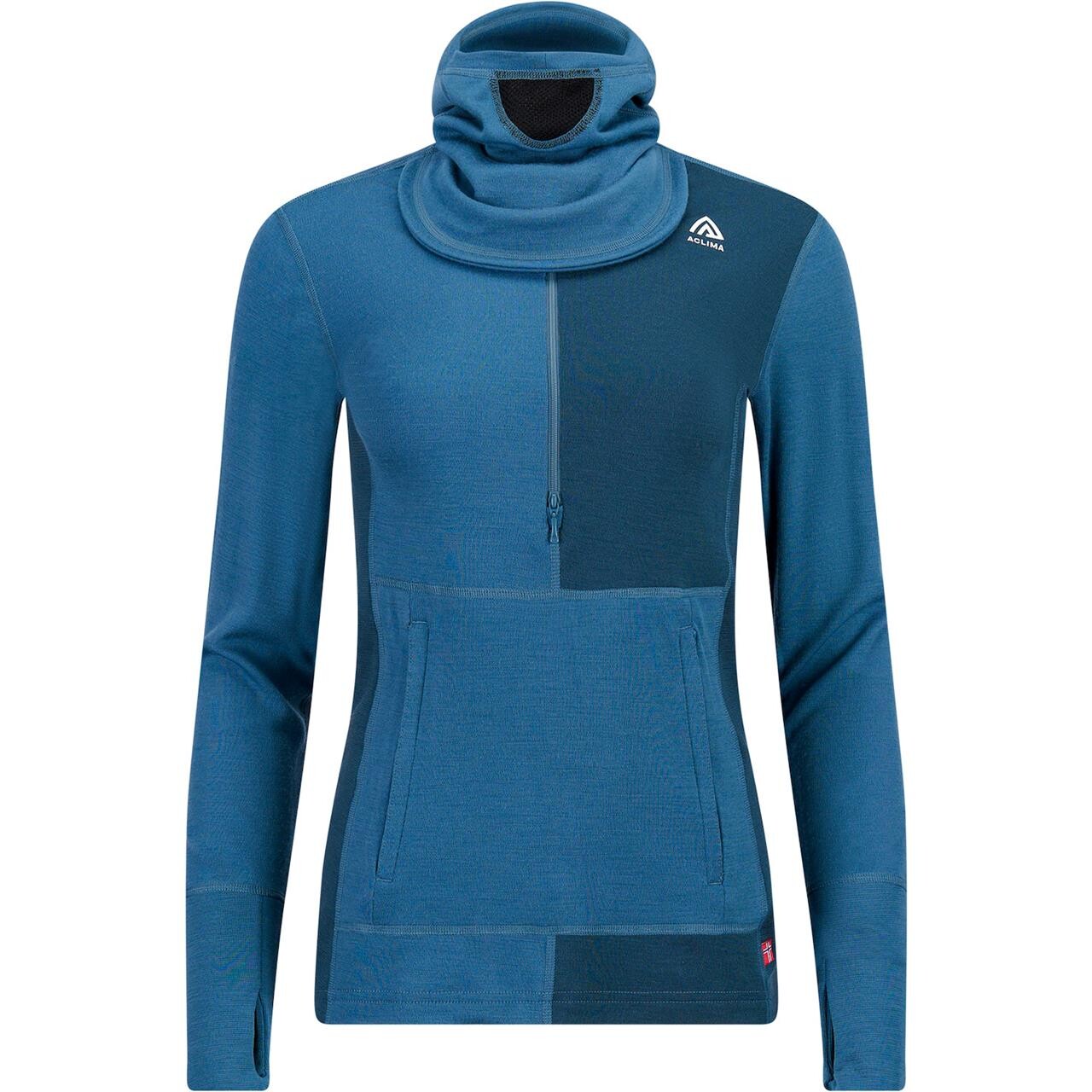 Aclima Womens WarmWool Hood Sweater W/zip (Blå (BLUE FUSION/MIDNIGHT NAVY) Small)