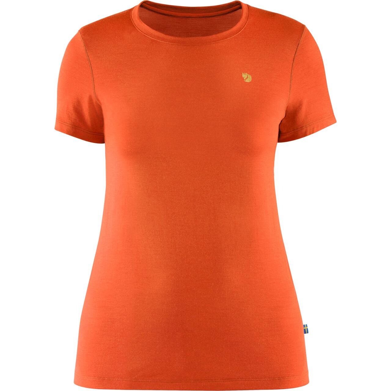  Fj&auml;llr&auml;ven Womens Bergtagen Thinwool S/S  (ORANGE (HOKKAIDO ORANGE/208) Small)