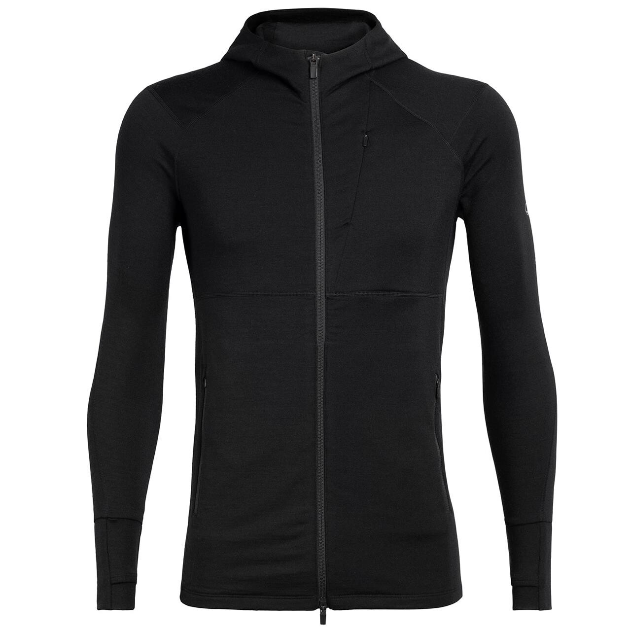  Icebreaker Mens Quantum II L/S Zip Hood  (BLACK (BLACK) Small)
