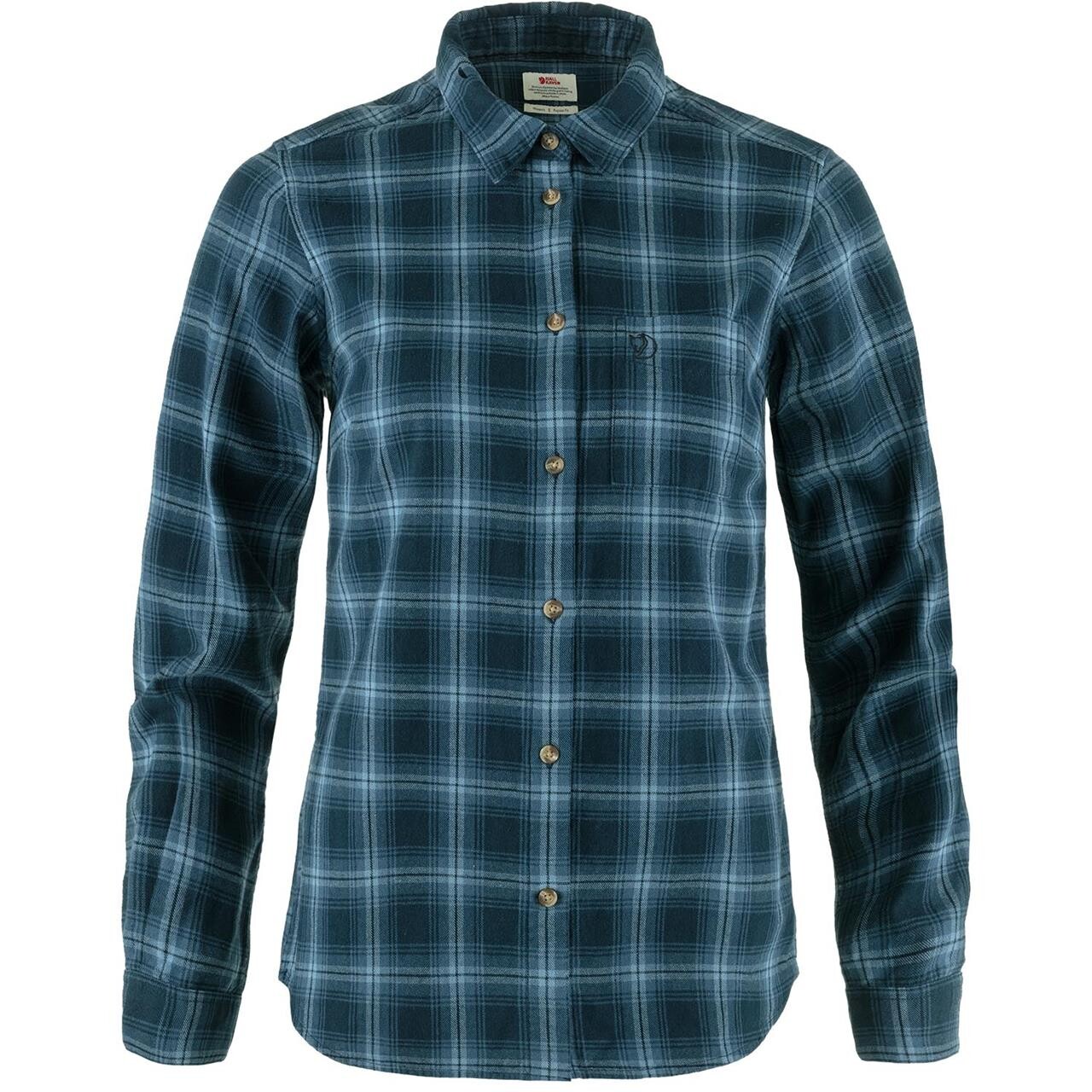 Se Fjällräven Övik Flannel Shirt Woman-dark navy / indigo blue-S - Skjorter hos Friluftsland.dk