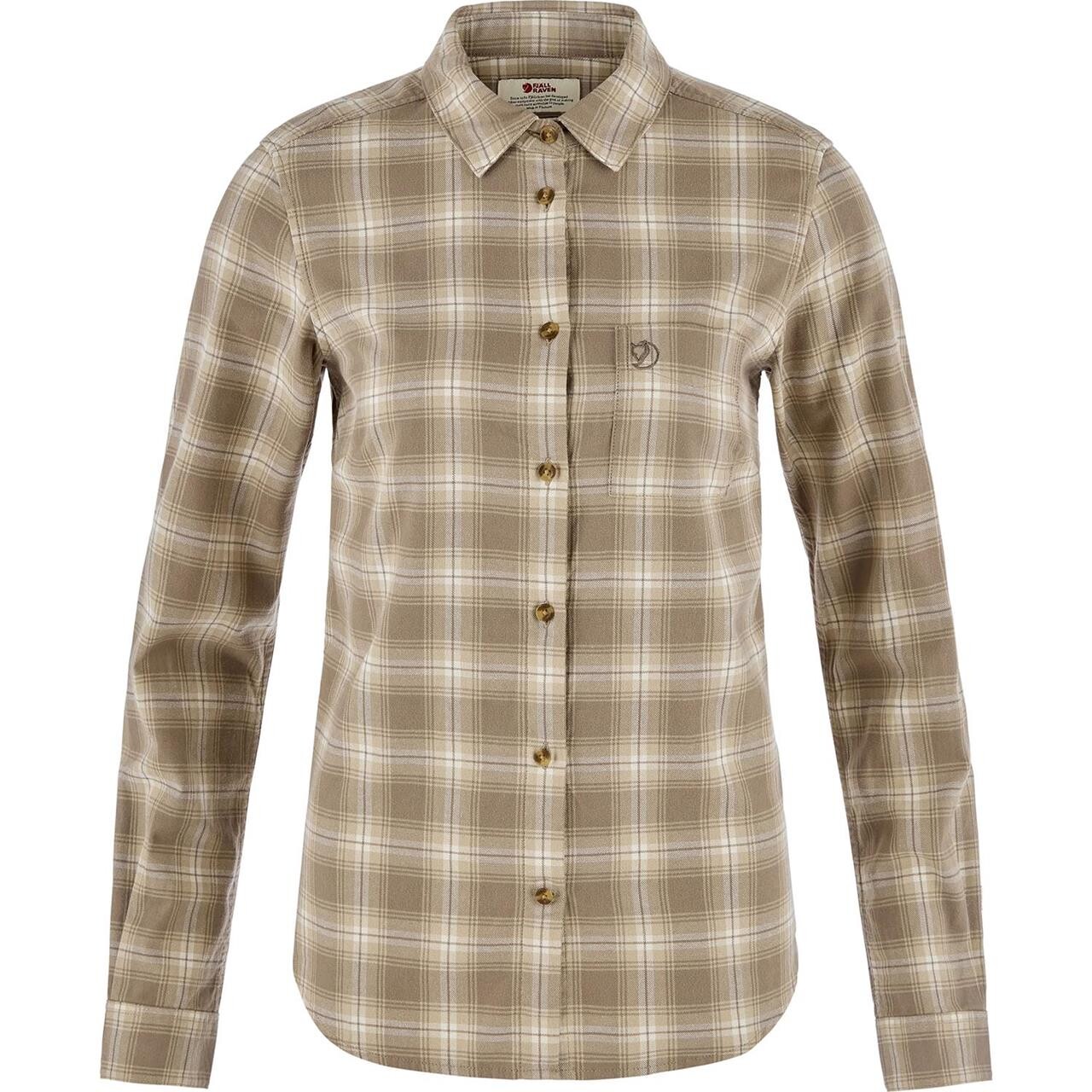 Fjällräven Womens Övik L/S Flannel Shirt (Hvid (CHALK WHITE-SUEDE BRWN/113-244) X-small)