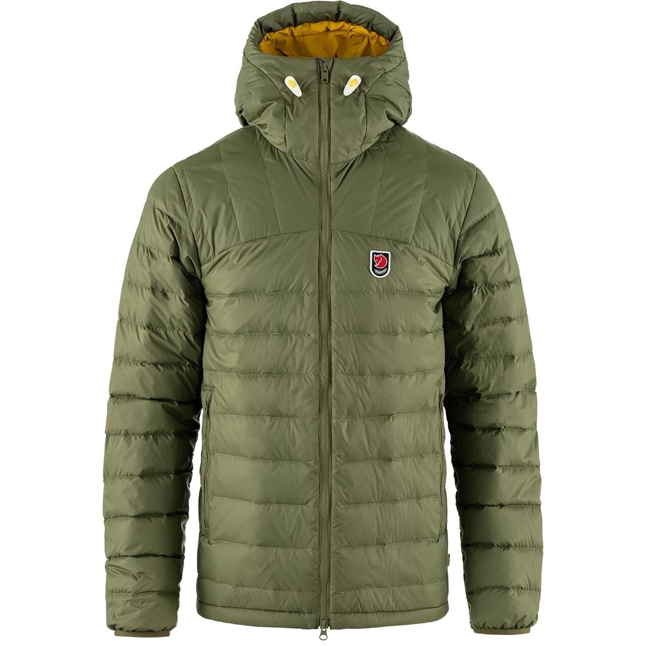 Se Fjällräven Expedition Pack Down Hoodie Men-green / mustard yellow-L - Jakker hos Friluftsland.dk