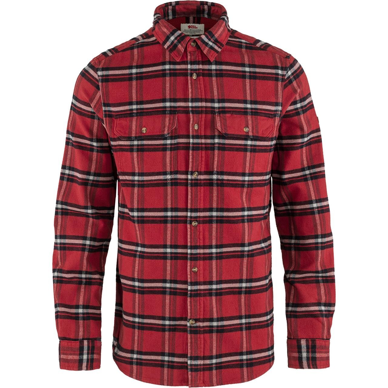 Fjällräven Herre Övik L/S Heavy Flannel Skjorte  (Rød (RED OAK-FOG/345-021) Medium)