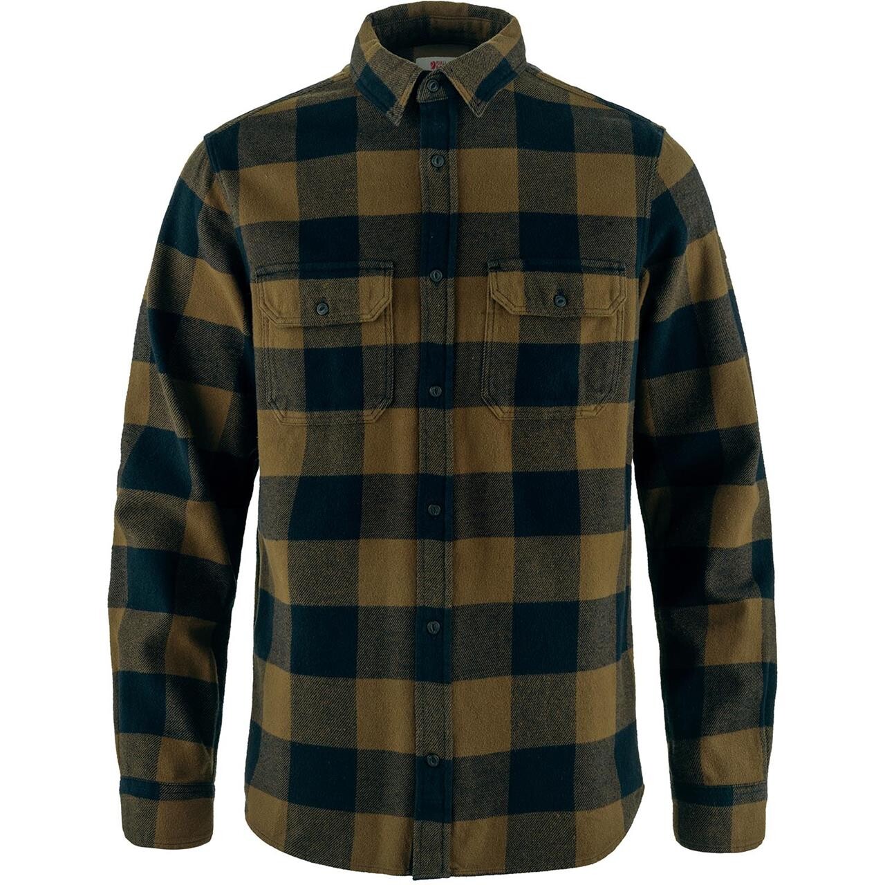 Fjallraven Mens Övik Heavy Flannel Shirt Brun Wood Brown Dark Navy 265 555 Medium