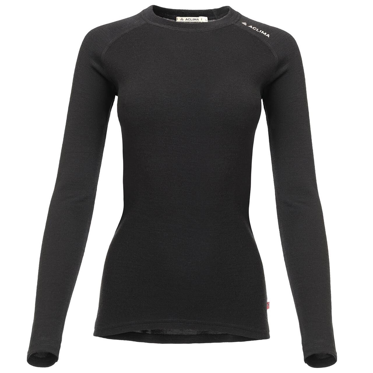 Aclima Womens Warmwool Crew Neck Shirt Sort Jet Black X Large