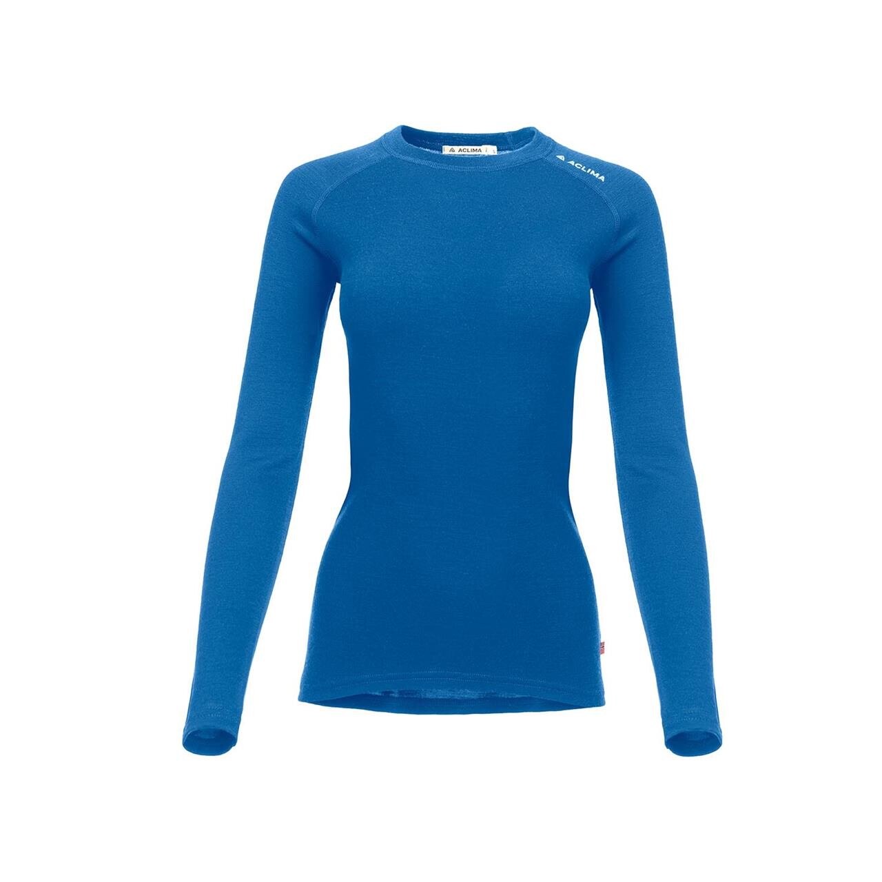 Se Aclima Womens WarmWool Crew Neck Shirt (Blå (CORSAIR) Small) hos Friluftsland.dk