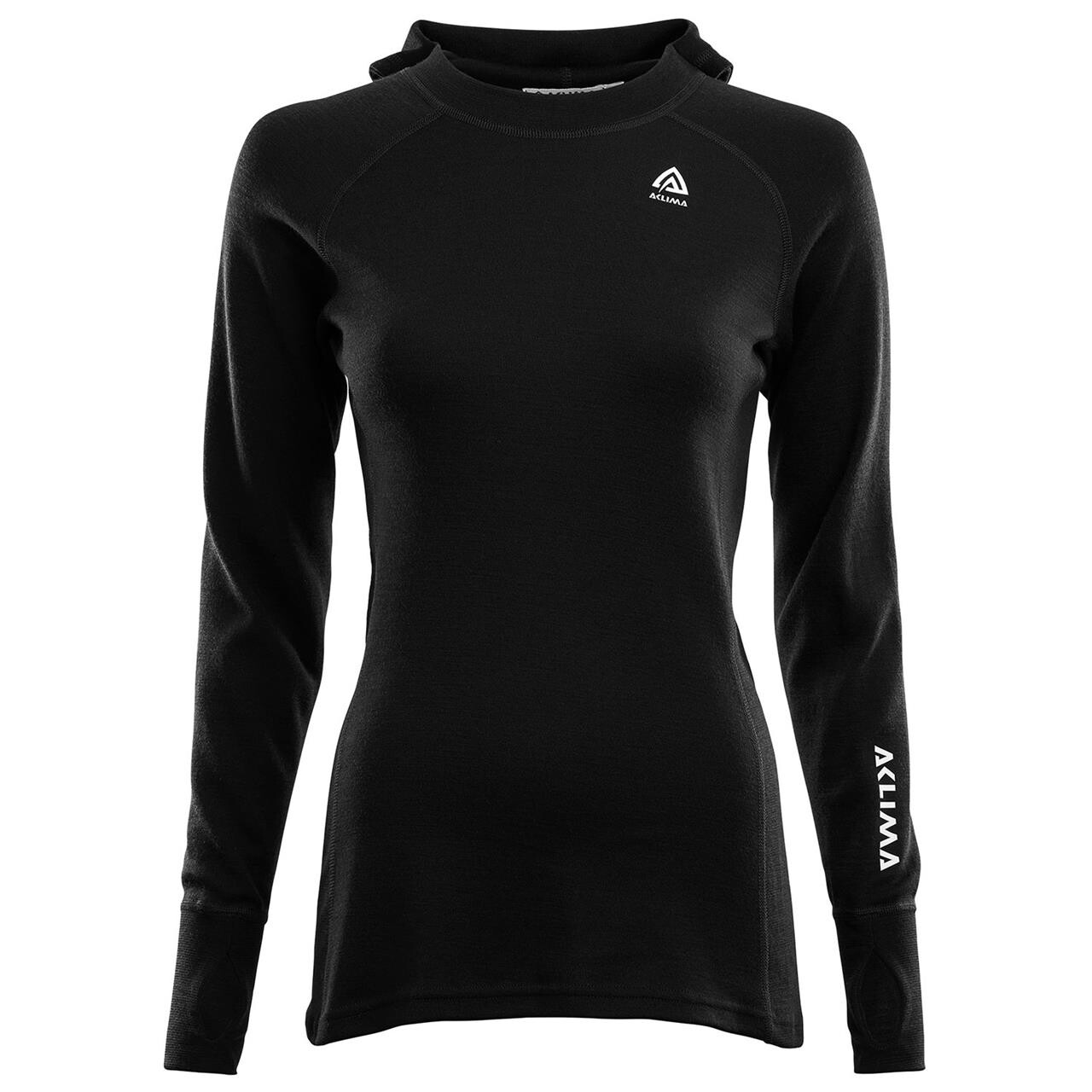 Aclima Womens Warmwool Hood Sweater Sort Jet Black X Small