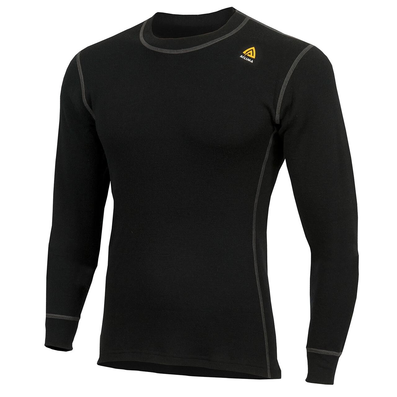  Aclima Mens WarmWool Crew Neck Shirt  (BLACK (JET BLACK) Small)
