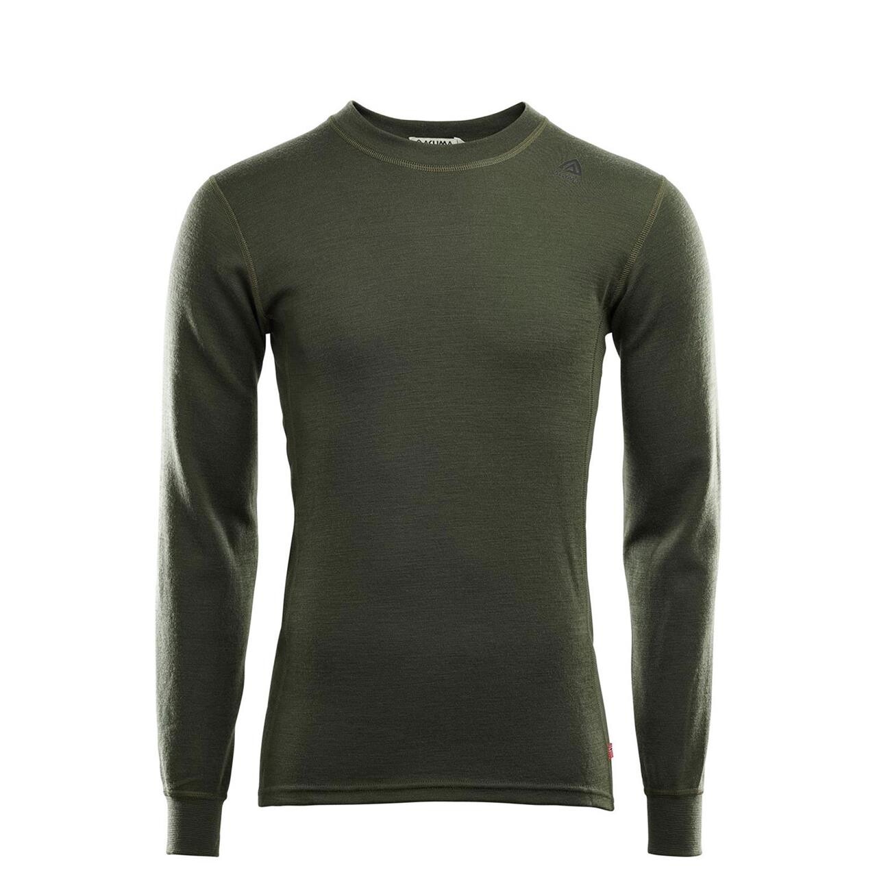 Aclima Mens WarmWool Crew Neck Shirt  (Grøn (OLIVE NIGHT) Small)