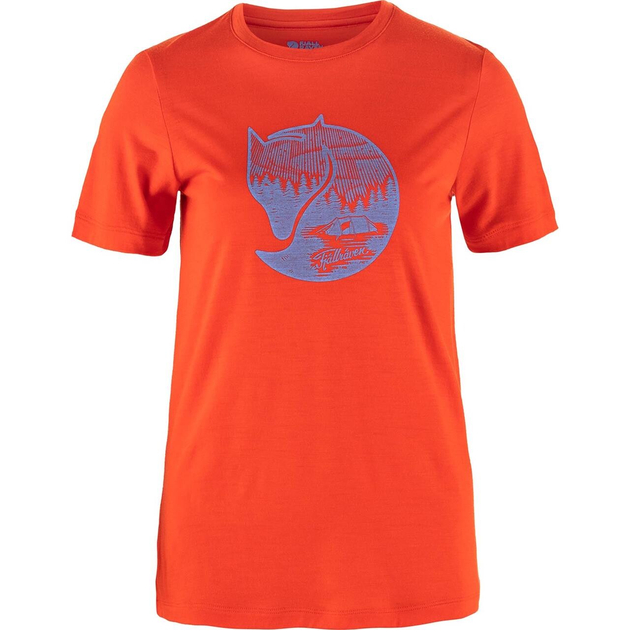 Fjällräven Womens Abisko Wool Fox S/S  (Orange (FLAME ORANGE-ULTMARIN/214-537) XX-small)