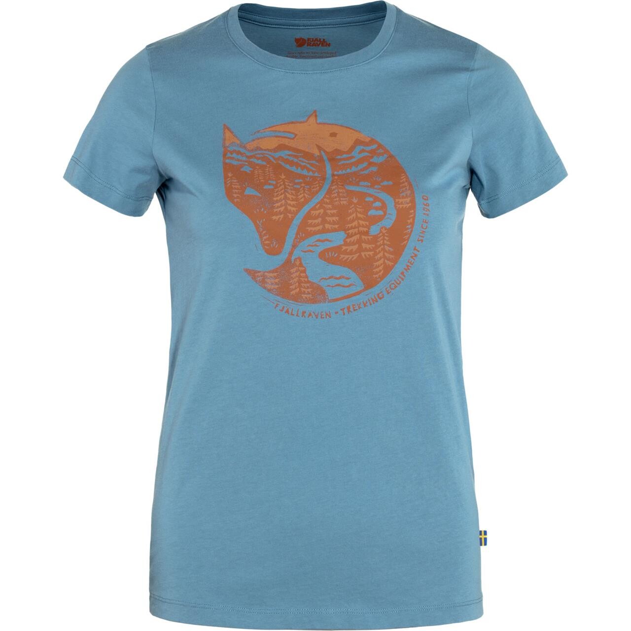 Fjällräven Womens Arctic Fox Print T-shirt  (Blå (DAWN BLUE-TERRAC BRWN/543-243) Large)