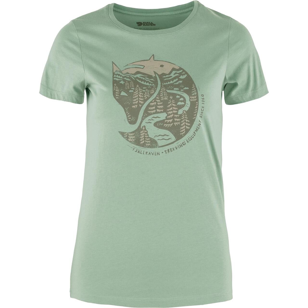 Fjällräven Womens Arctic Fox Print T-shirt  (Grøn (MISTY GREEN/674) X-small)