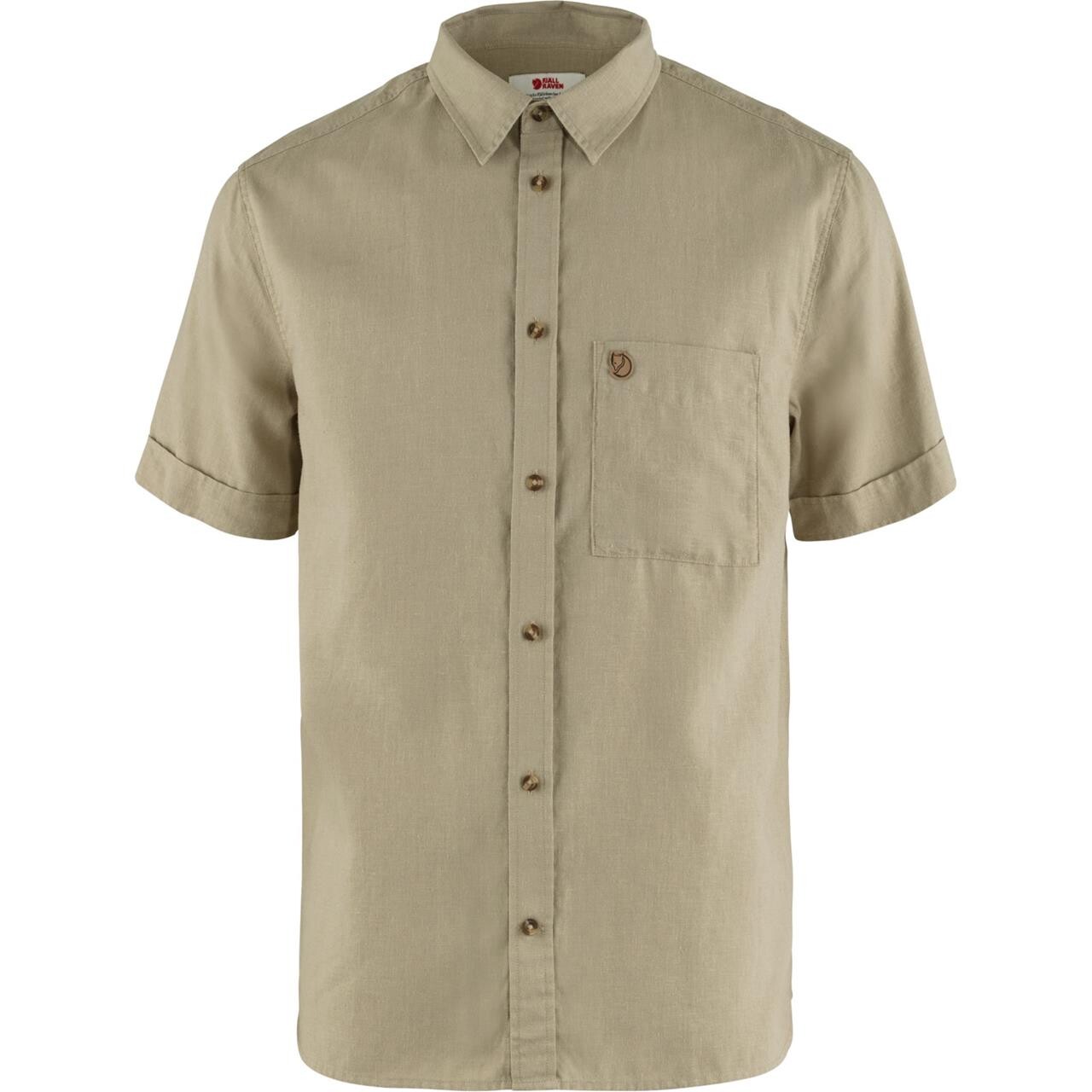 Fjällräven Mens Övik Travel Shirt S/S  (Beige (SAND STONE/195) Large)