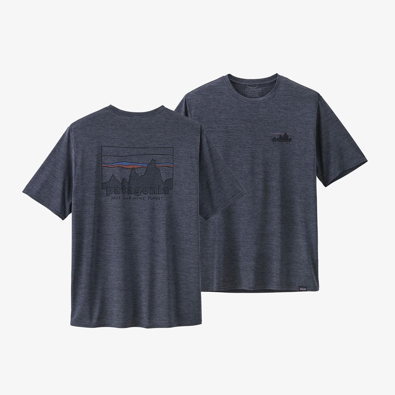  Patagonia Mens Capilene Cool Daily Graphic Shirt  (BLUE (73 SKYLINE: SMOLDER BLUE X-DYE) Medium)