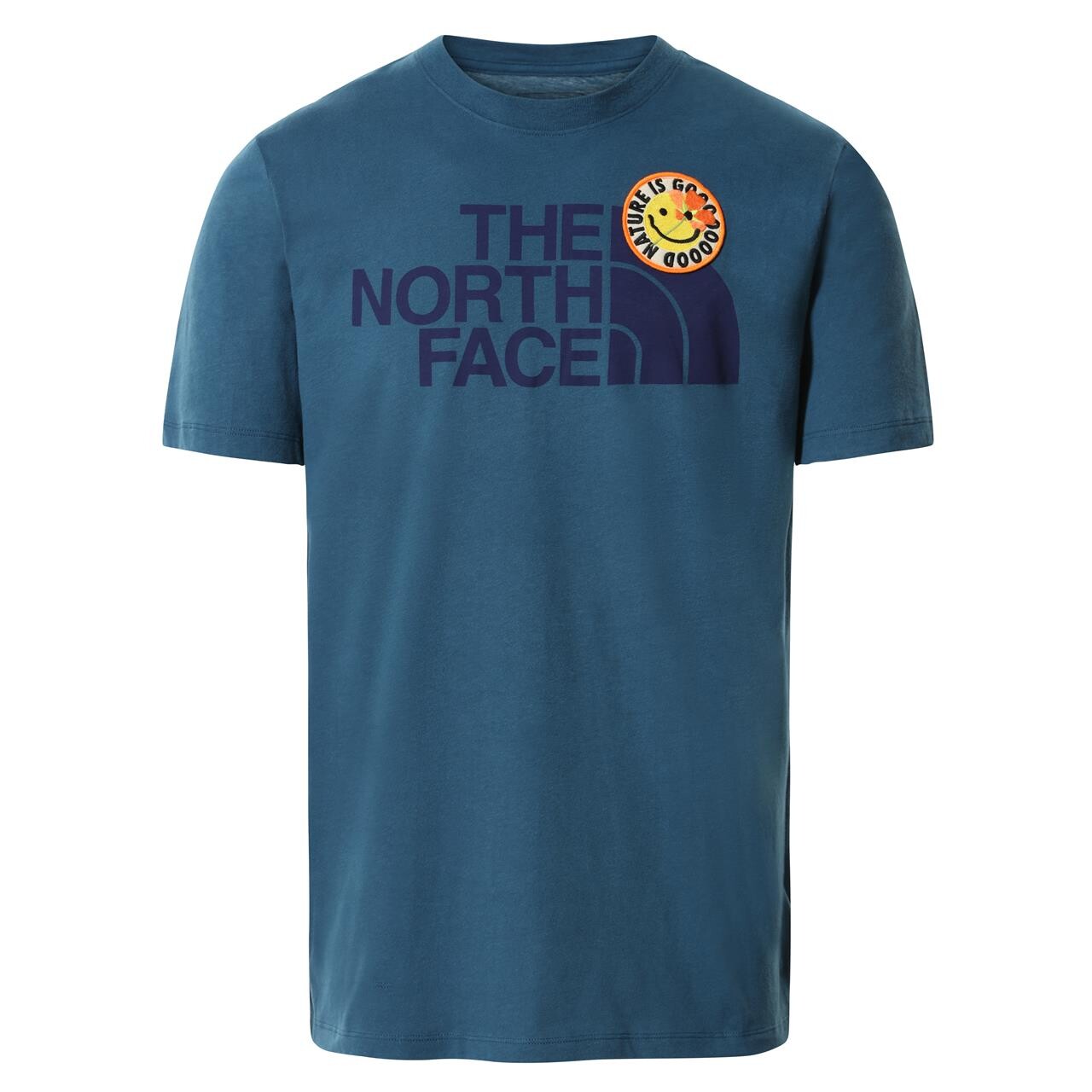  The North Face Mens S/S Patches Tee  (BLUE (MONTEREY BLUE) Small)