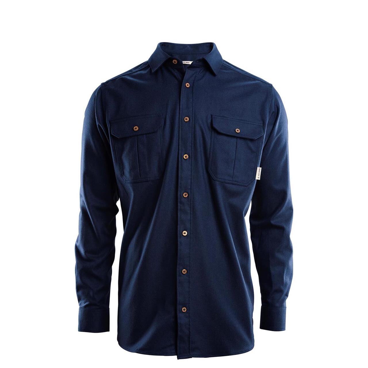 Se Aclima LeisureWool Reborn Woolshirt Man - Navy Melange - L hos Friluftsland.dk