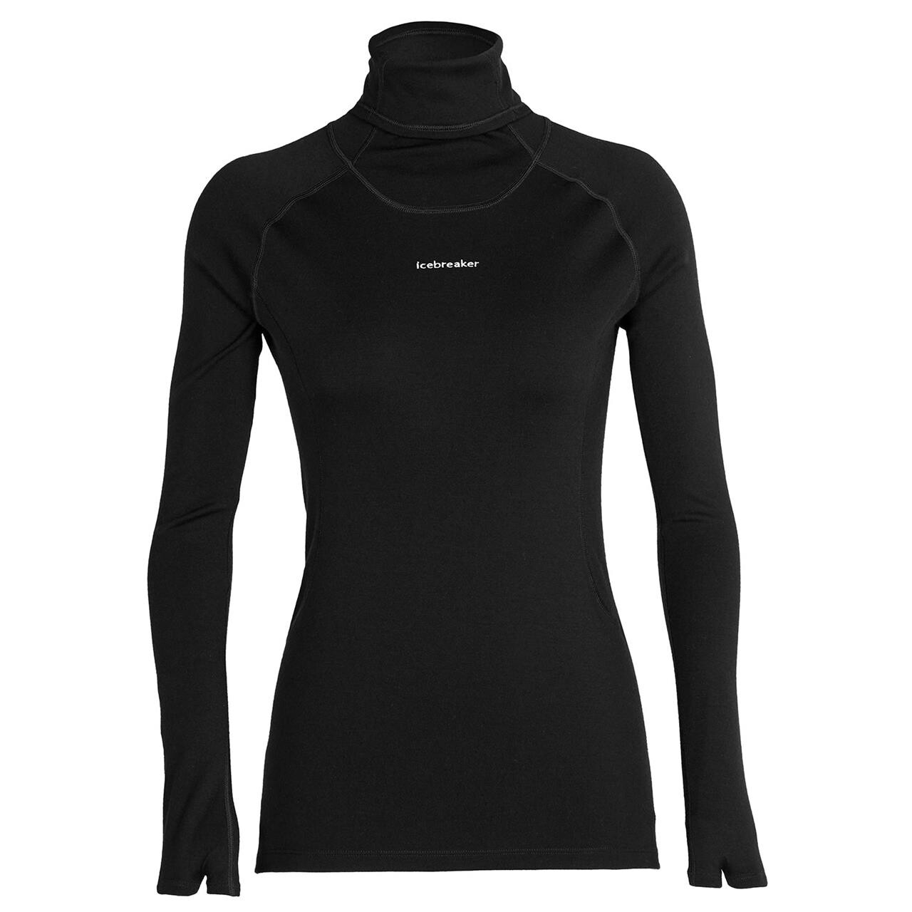  Icebreaker Womens Merino L/S Roll Neck  (BLACK (BLACK) Medium)