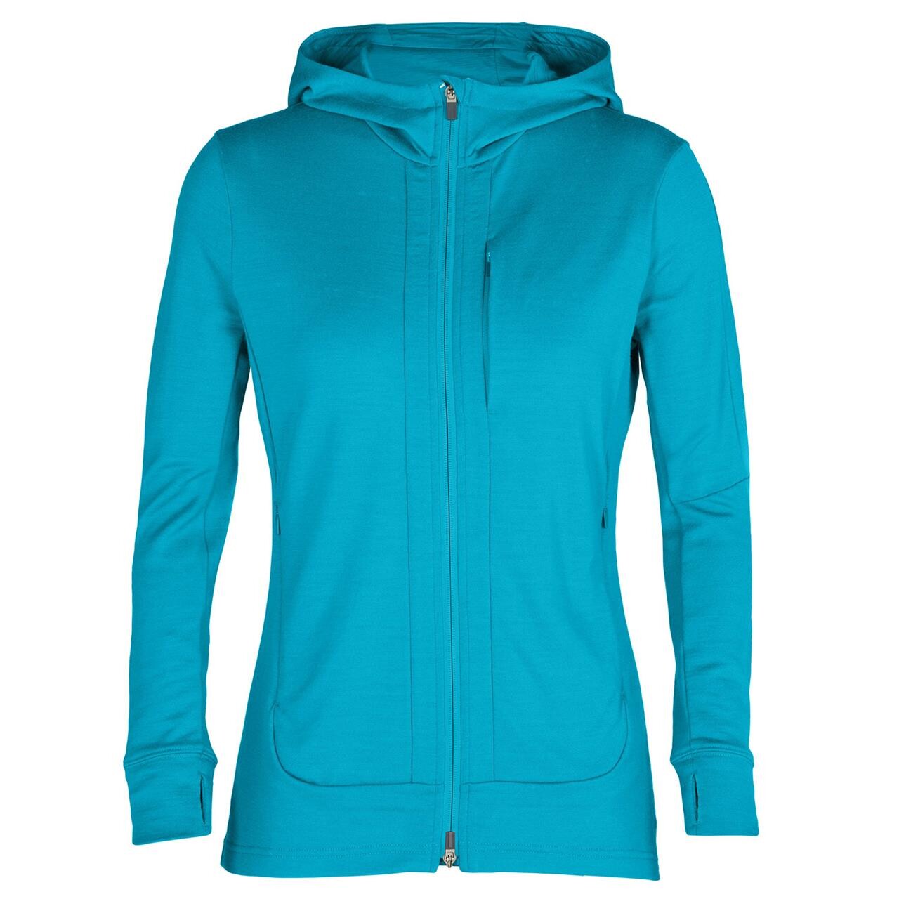  Icebreaker Womens Quantum III L/S Zip Hood  (BLUE (ARCTIC TEAL) Medium)