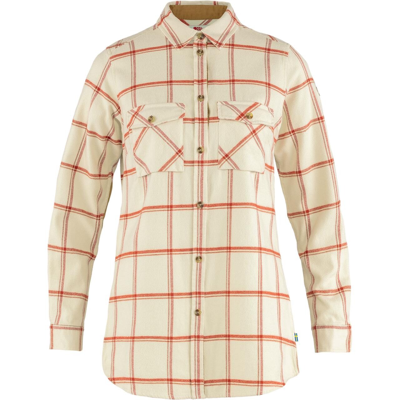 Fjallraven Womens Övik Twill Shirt F2021 Model Hvid Chalk White Cabin Red 113 321 Large