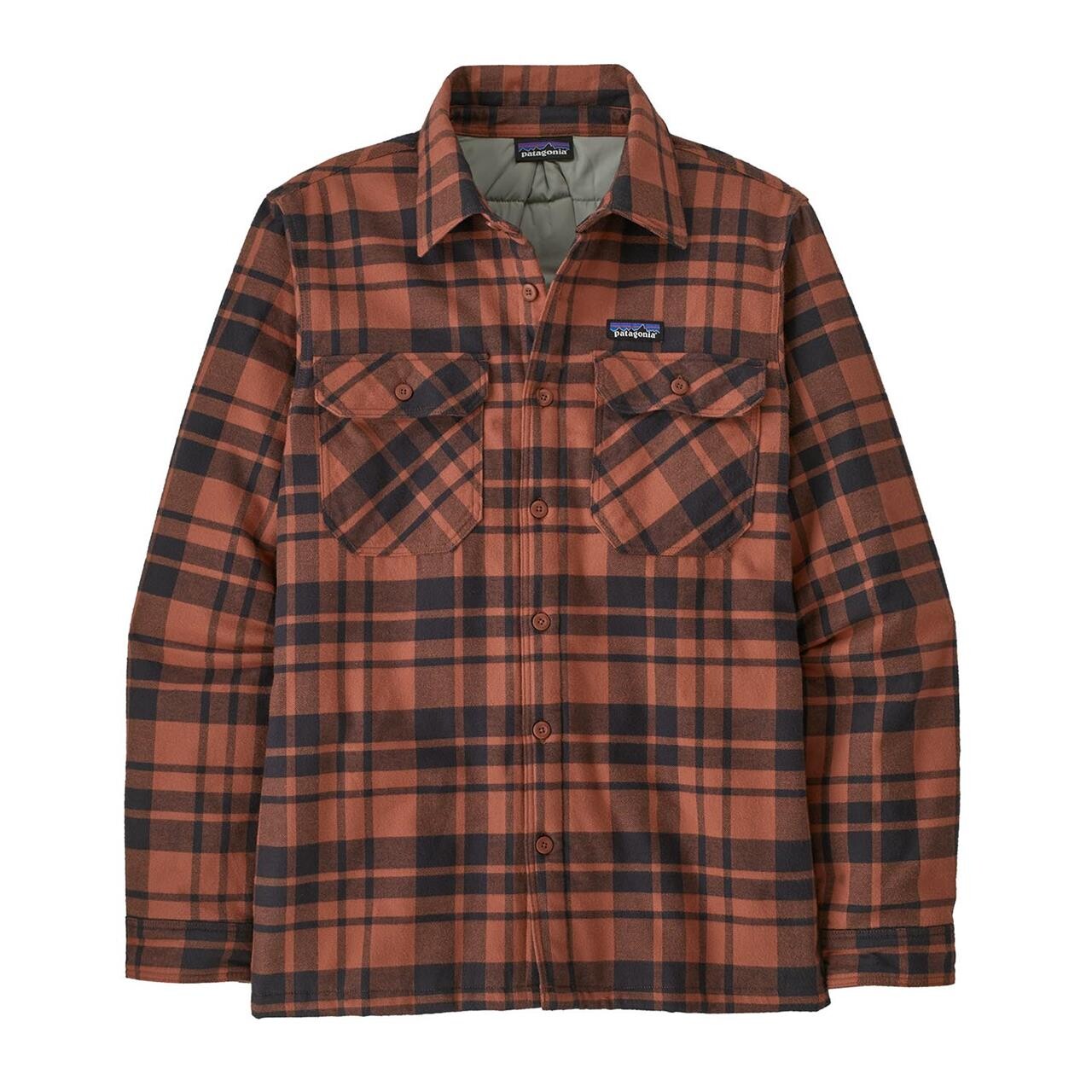 Patagonia Mens Ins Org Fjord Flannel Shirt Rød Ice Caps: Burl Red Large