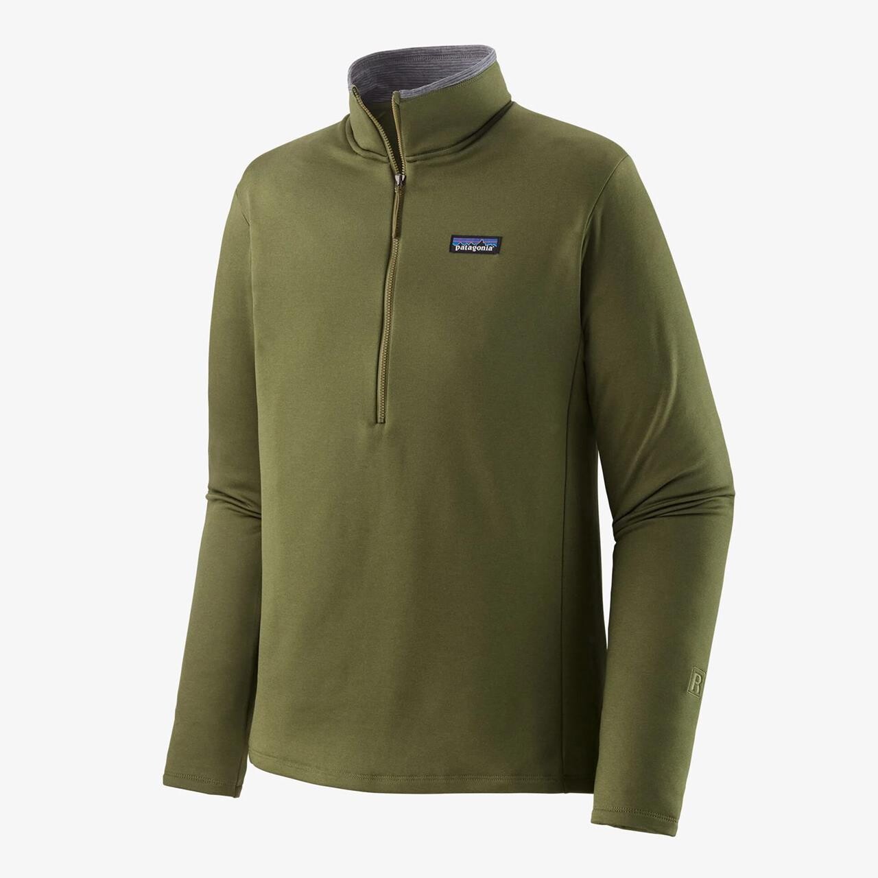 Patagonia Mens R1 Daily Zip Neck  (GREEN (PALO GREEN/DK PALO GREEN X-DYE) Large)