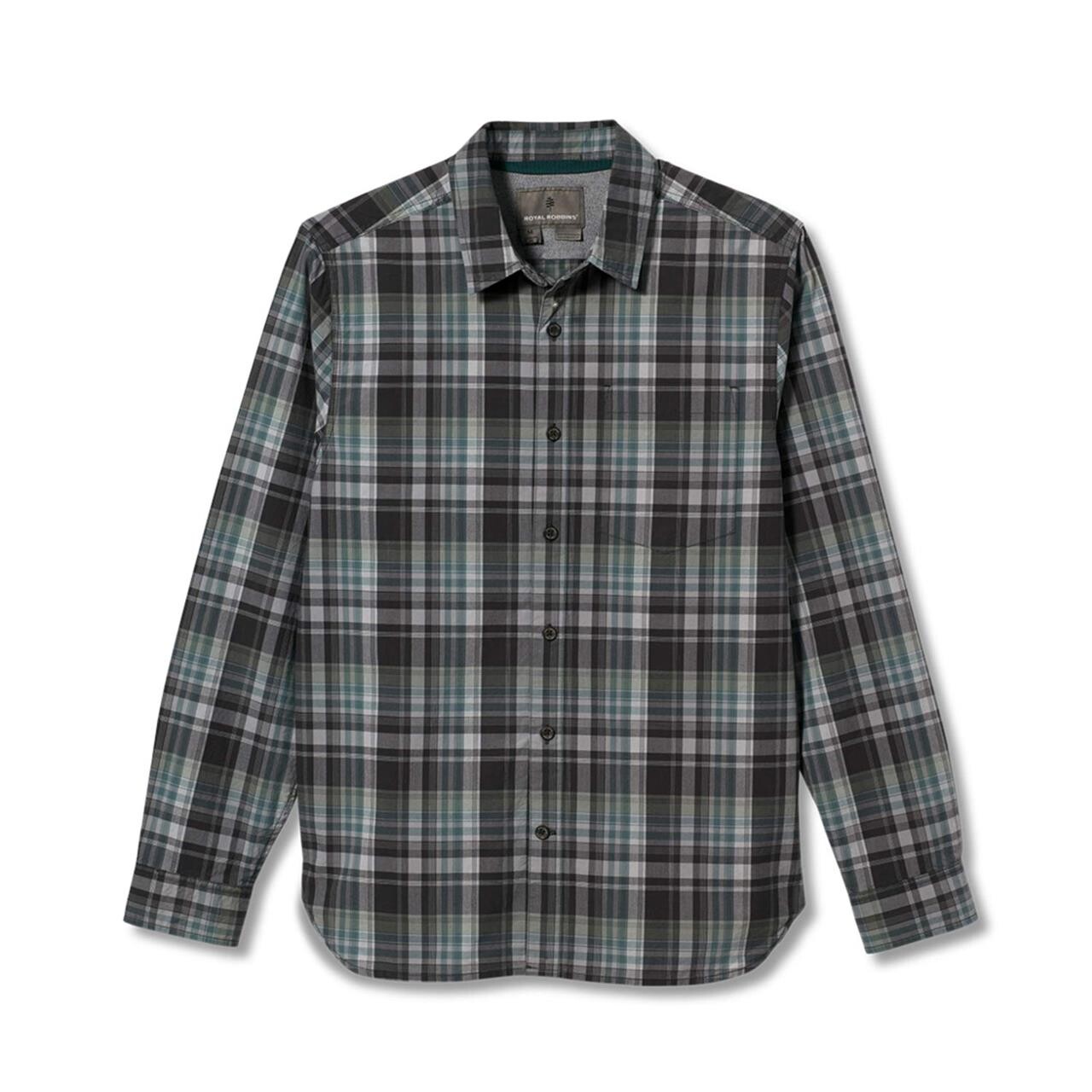 Royal Robbins Mens Trouvaille Organic Cotton Plaid L/S  (Grå (ASPHALT) Small)