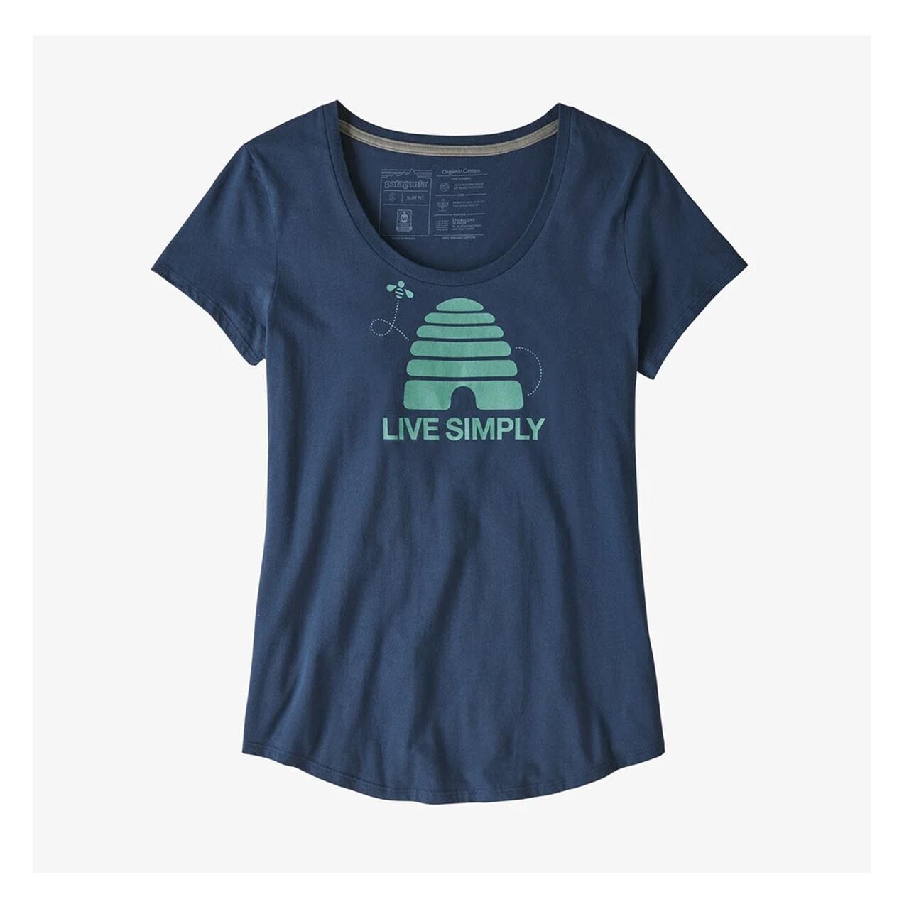  Patagonia Womens Live Simply Hive Organic Scoop T  (BLUE (STONE BLUE) Medium)