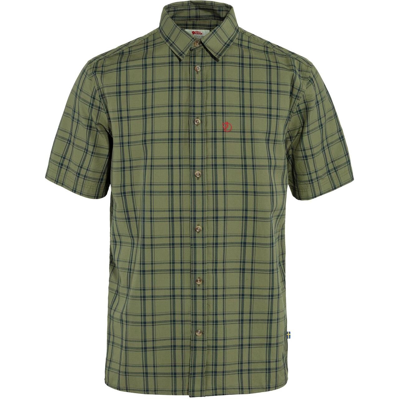 Fjällräven Mens Évik Lite Shirt S/S  (Grøn (GREEN-DARK NAVY/620-555) Large)