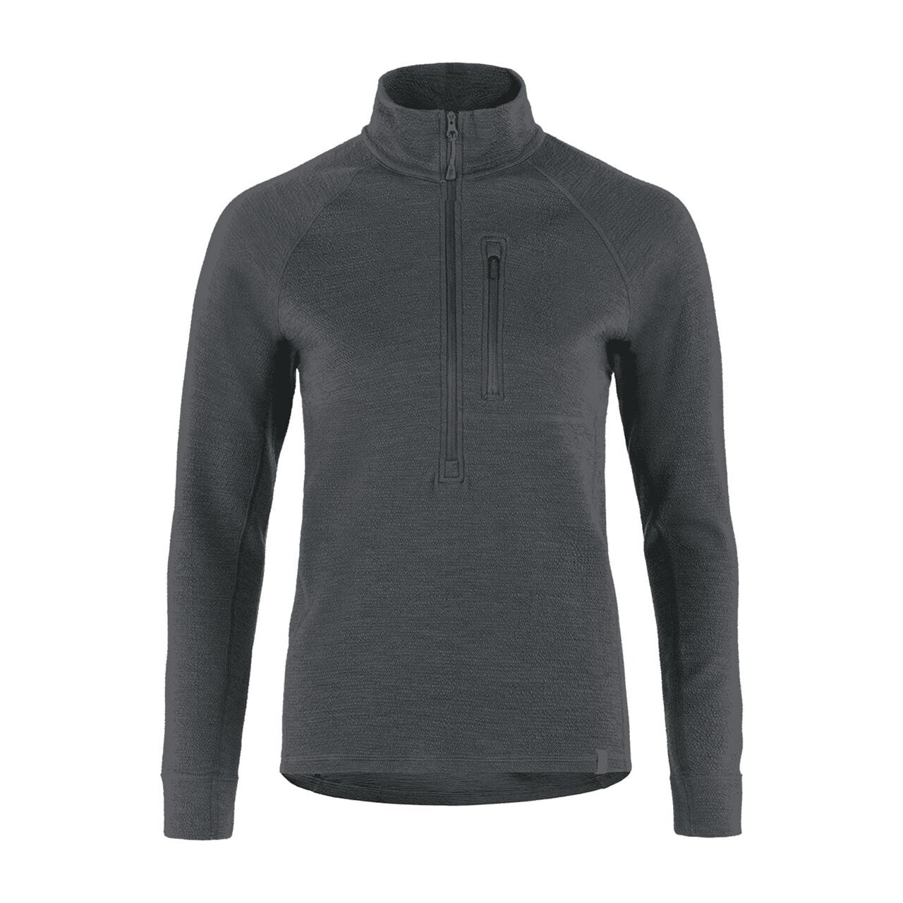 Se Tierra Womens Midlana 340 Merino Half Zip 2022 model (Grå (GRAPHITE) Small) hos Friluftsland.dk