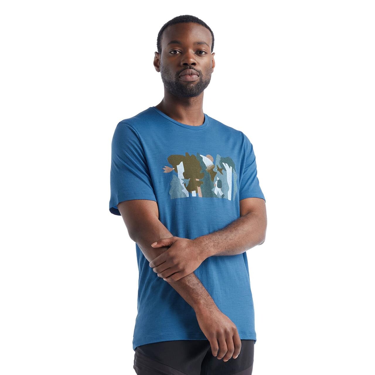  Icebreaker Mens Tech Lite II S/S Tee Forest Wall  (BLUE (AZUL) Medium)